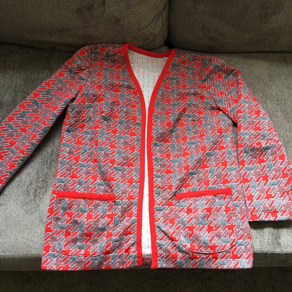 Vintage Houndstooth Open Front Blazer
